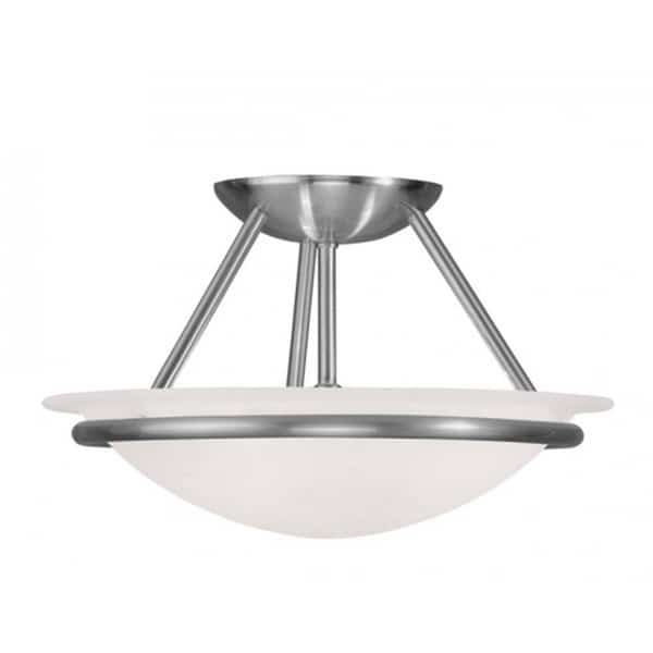 2 Light Bowl Semi-Flush Mount; Brushed Nickel