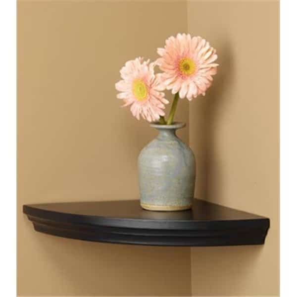 Amore Designs VIL1212BK Wood Shelving Villages Black Corner Shelf