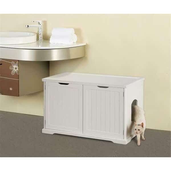 Cat Washroom Bench in White