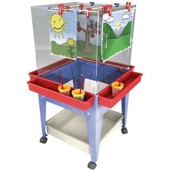 Manta Ray S13830 Blue Frame Four Station Easel With Mega-tray