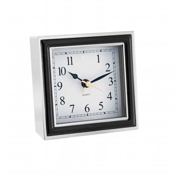 Natico 10-45888B ALARM CLOCK  BLACK ENAMEL-SILVER CASE