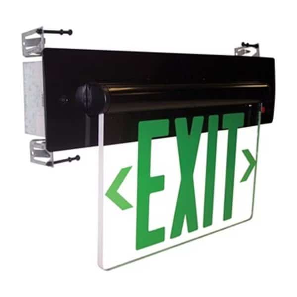 Nora Lighting NX-815-LEDGCA Green LED?Single Face Reces. Edge-Lit; with Bat. Backup; Clear; Aluminum