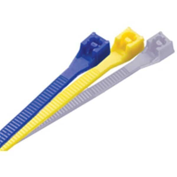 Cable Tie Assortment, 4 in, 8 in L, Blue, Gray, Yellow, Nylon 6/6, 18 lb, 75 lb Strength