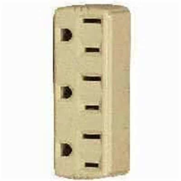 1147V-BOX 3 Outlet 3 Wire Ground Adapter - Ivory