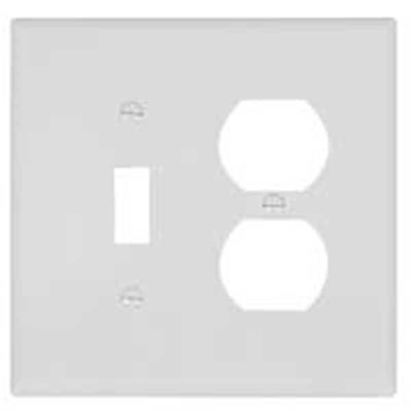 PJ18W 2Gang Toggle  Duplex Combo Plate White