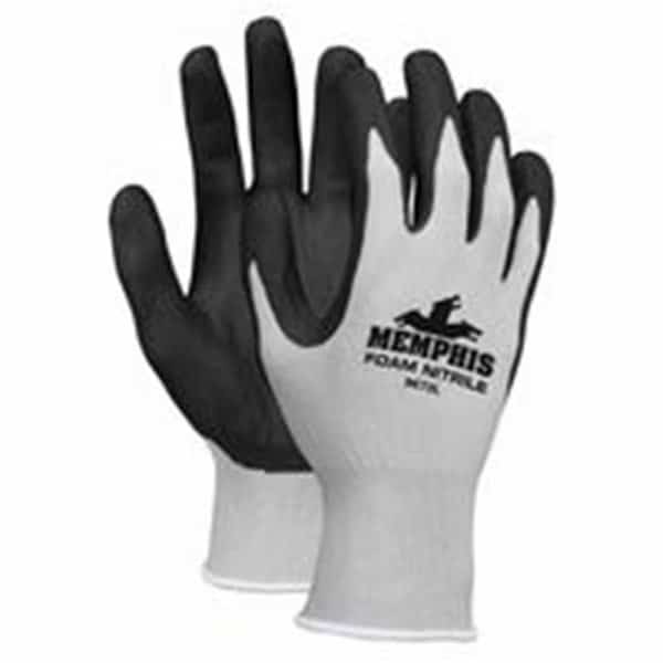 Foam Nitrile Gloves; Large; Black & Gray