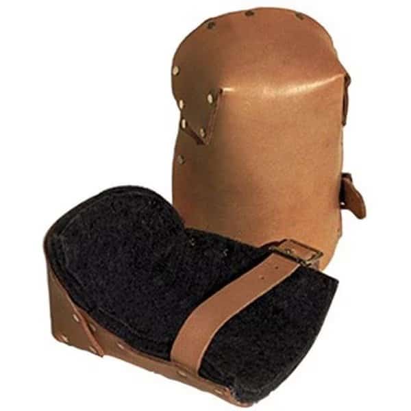 Pro Leather Knee Pad, Natural Pro Leather Kneepads W-Buckle Fa