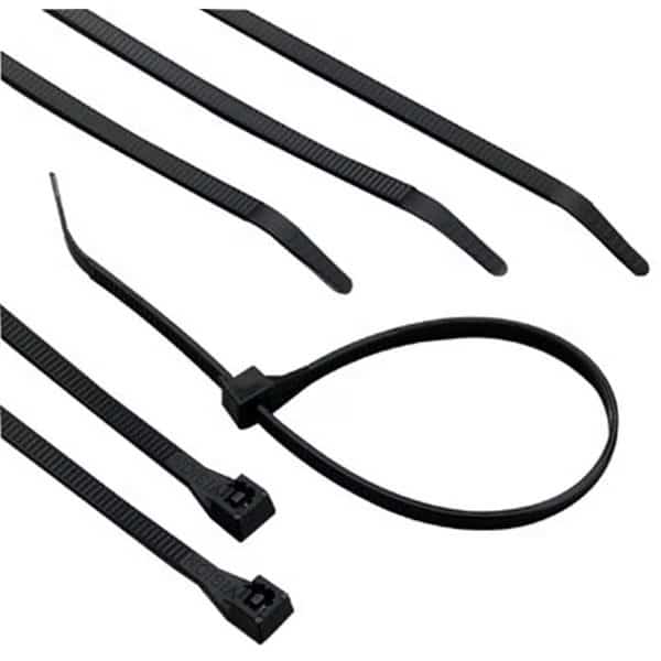 Cable Tie, 12 in L, 3 in Max Bundle Dia., Black, Nylon 6/6, 120 lb Strength, 100 PK
