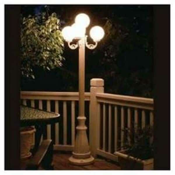 European 00371 Four White Globe Lantern Patio Lamp - Park Style