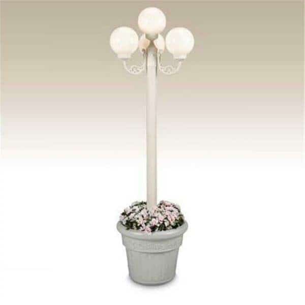 European 00391 Four White Globe Lantern Planter - Park Style, Patio Living, Mfr#: LL-00391