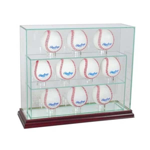 Perfect Cases 10UPBSB-C 10 Baseball Upright Display Case; Cherry