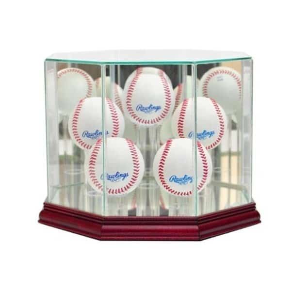 Perfect Cases 5BSB-C Octagon 5 Baseball Display Case; Cherry