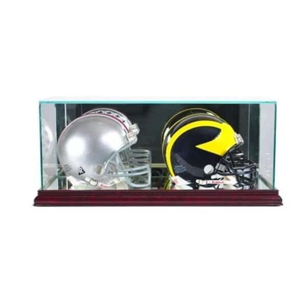 Perfect Cases DBMH-C Double Mini Football Helmet Display Case; Cherry