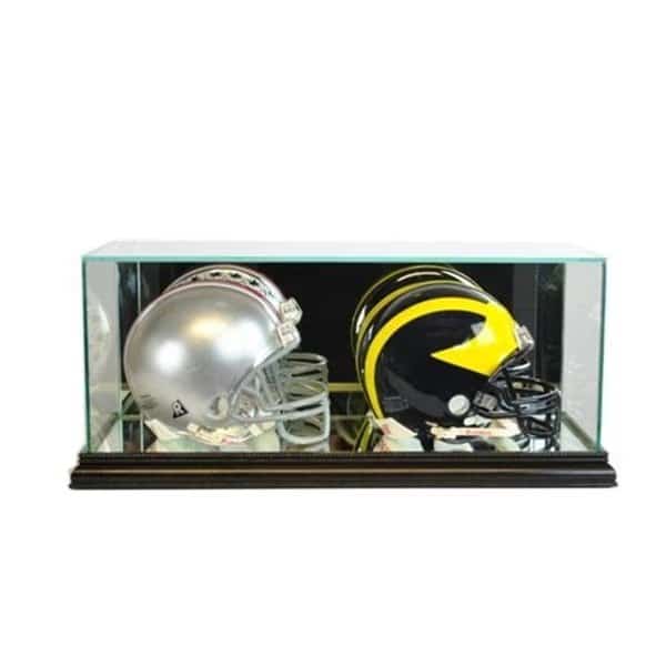Perfect Cases DBMH-B Double Mini Football Helmet Display Case; Black