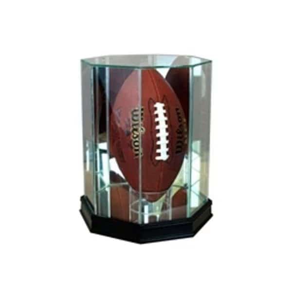 Perfect Cases FBUP-C Upright Octagon Football Display Case; Cherry