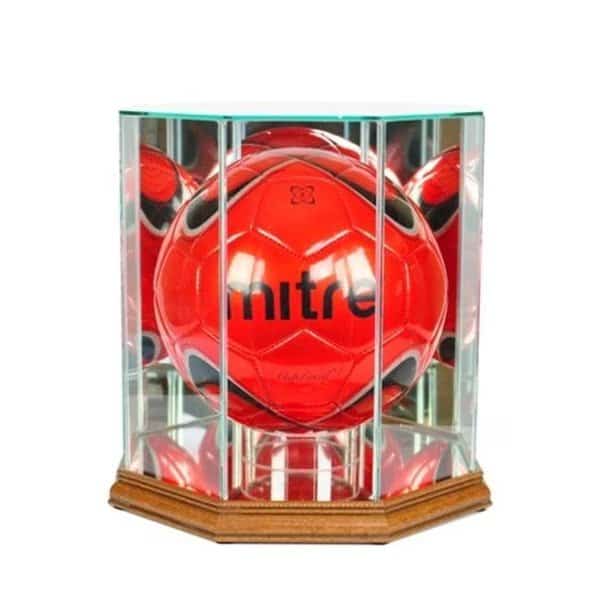 Perfect Cases VLBL-W Octagon Volleyball Display Case; Walnut