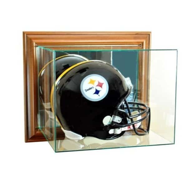 Perfect Cases WMFBH-W Wall Mounted Football Helmet Display Case; Walnut