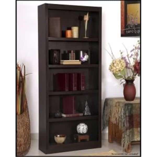 Concepts In Wood MI3072-E Single Wide Bookcase; Espresso Finish 5 Shelves