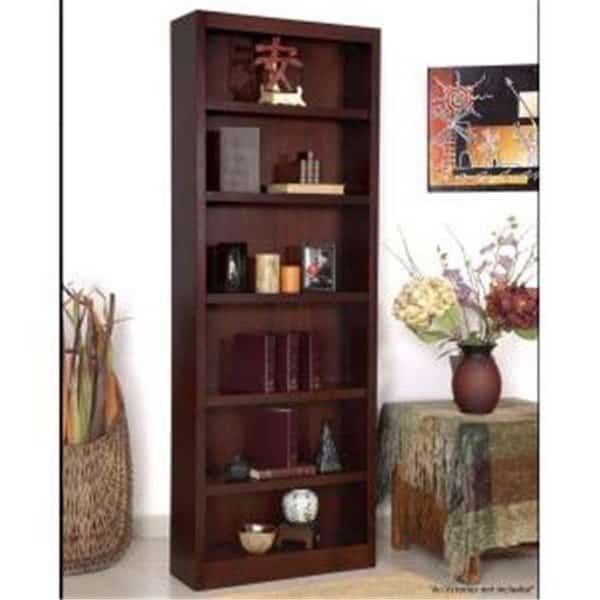 Concepts In Wood MI3084-C Single Wide Bookcase; Cherry Finish 6 Shelves