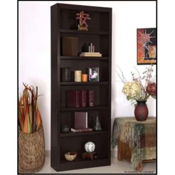 Concepts In Wood MI3084-E Single Wide Bookcase; Espresso Finish 6 Shelves