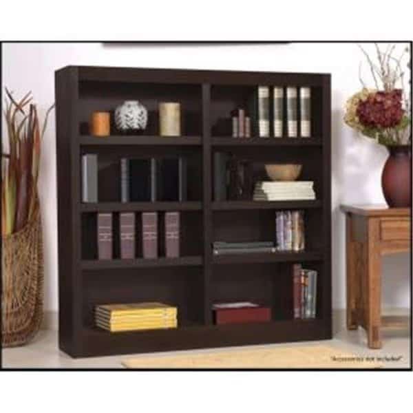 Concepts In Wood MI4848-E Double Wide Bookcase; Espresso Finish 8 Shelves