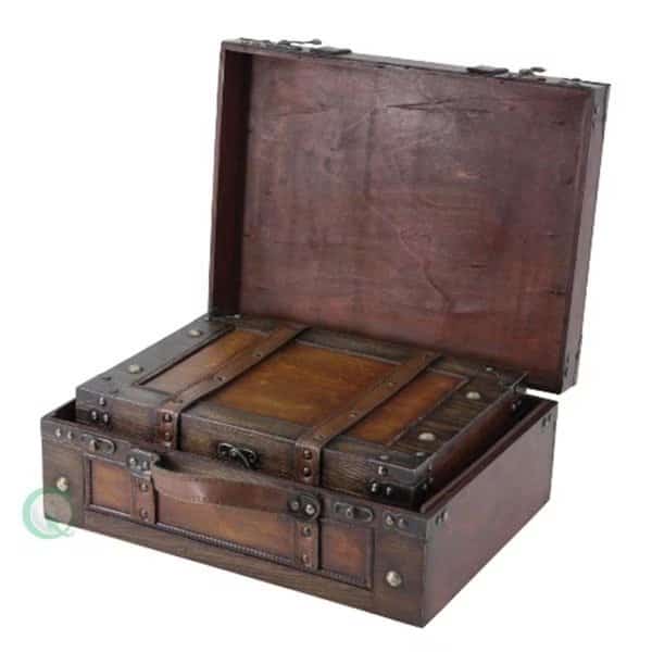 Old Style Suitcase With Stripes Set of 2, 2PK