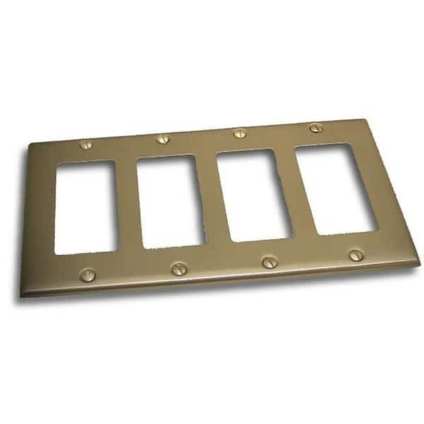 Residential Essentials 10843SN Quadruple Rocker Switch Plate; Satin Nickel