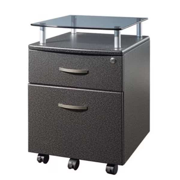 Techni Mobili RTA-S06-GPH06 Rolling Glass Top File Cabinet - Graphite