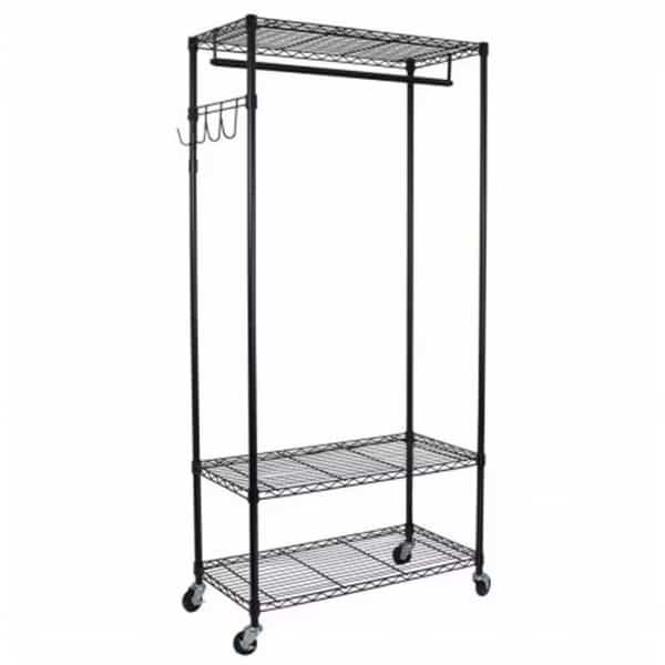 Oceanstar GRS1514 Garment Rack with Adjustable Shelves with Hooks, Black