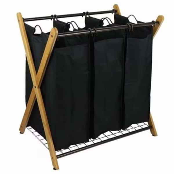 Oceanstar XBS1484 X-Frame Bamboo 3-Bag Laundry Sorter