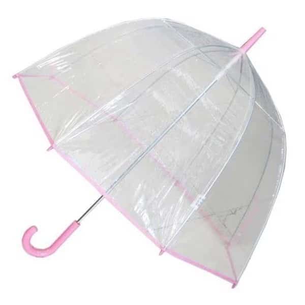 Conch Umbrellas 1265AXPink Bubble Clear Umbrella; Dome Shape Clear Umbrella