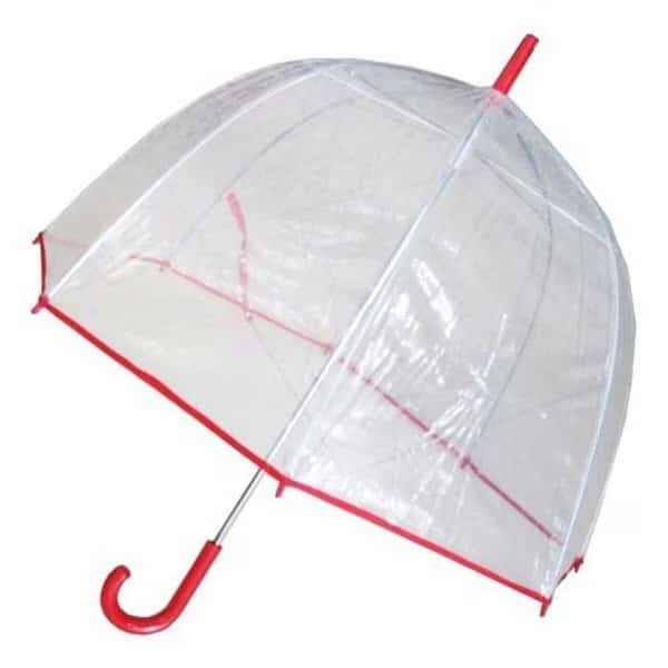 Conch Umbrellas 1265AXRed Bubble Clear Umbrella; Dome Shape Clear Umbrella