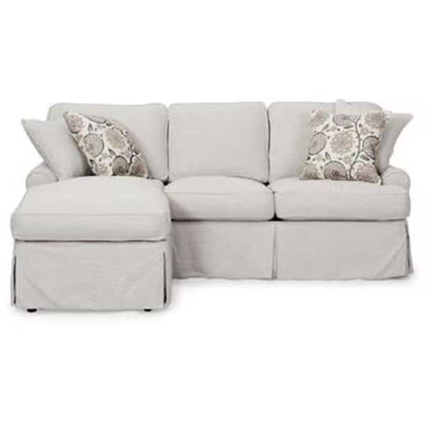 Sunset Trading Horizon Slipcovered Sleeper Sofa and Chaise in Light Gray