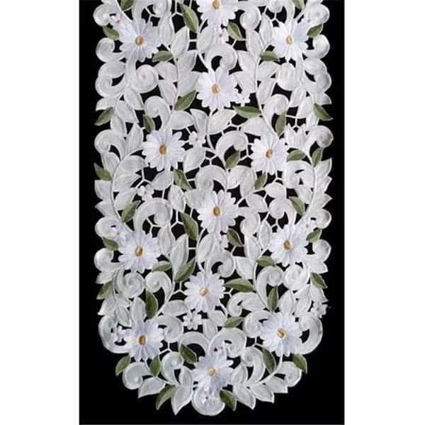 Sinobrite H7667-EG White Daisy Runner; 12 x 65 in.