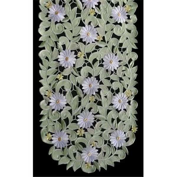 Sinobrite H7667-G Green Daisy Round Doily; 16 in.