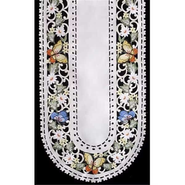 Sinobrite H7854-E Multicolor Butterfly Oval Runner; 16 x 45 in.