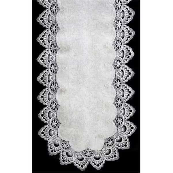 Sinobrite H8139-F1 White Lace Oblong Table Cloth; 68 x 126 in.