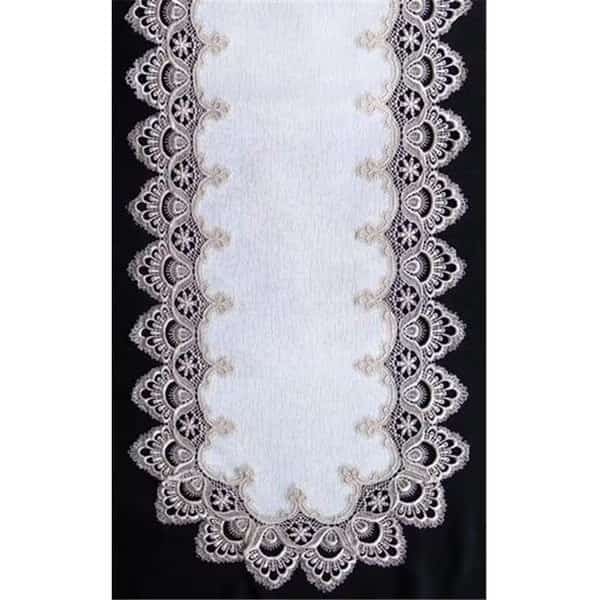 Sinobrite H8139-F2 Gold Lace Round Doily; 16 in.