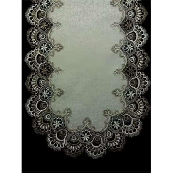 Sinobrite H8139-FF Cocoa Lace Oval Runner; 16 x 36 in.