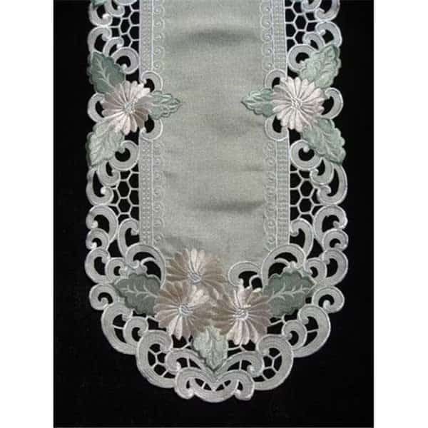 Sinobrite H8852 Fleur Latte Oval Runner; 14 x 28 in.