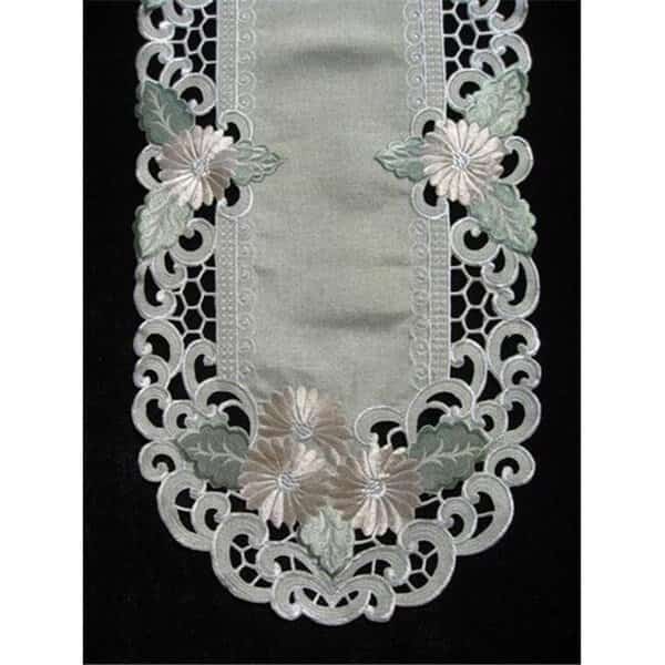 Sinobrite H8852 Fleur Latte Oval Runner; 16 x 72 in.