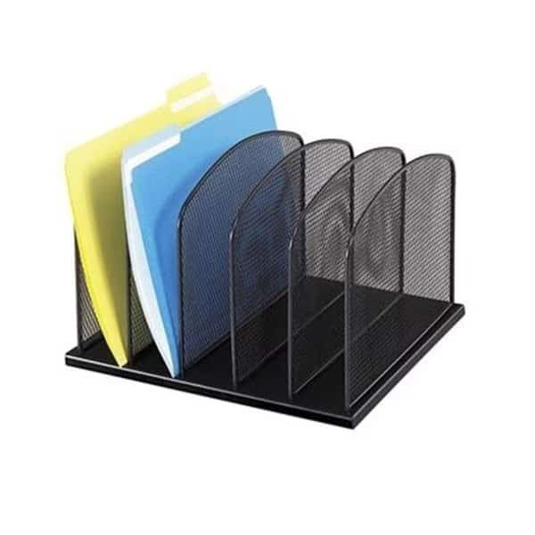 Onyx Mesh Desk Organizer - 5 Upright Sections - Black
