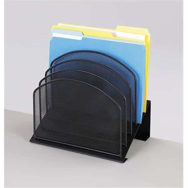 Onyx Mesh Desk Organizer - 5 Slanted Sections - Black