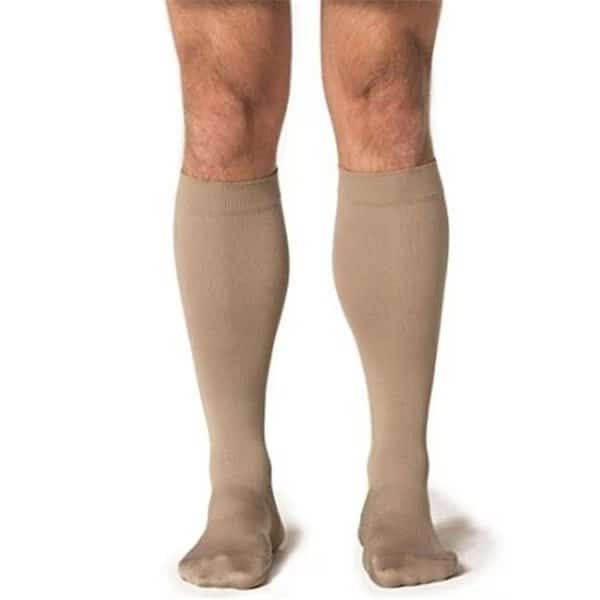 Sigvaris Midtown Microfiber 821CMSM32 15-20 mmHg Closed Toe Mens Calf; Medium; Short - Tan-Khaki