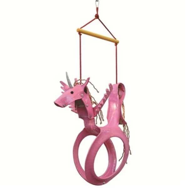 Sparkling Line SL001502 Unicorn Tire Swing; Pink