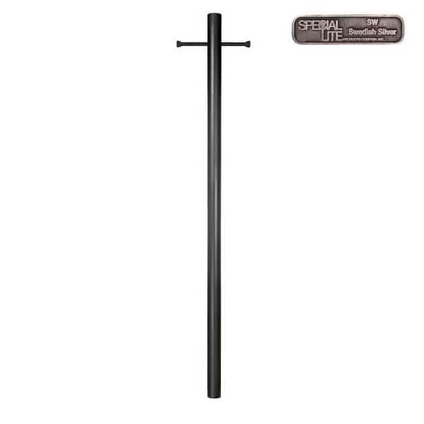 Direct Burial Posts 400-SW 7 ft. Smooth Aluminum Direct Burial Post with Ladder Rest-Swedish Silver