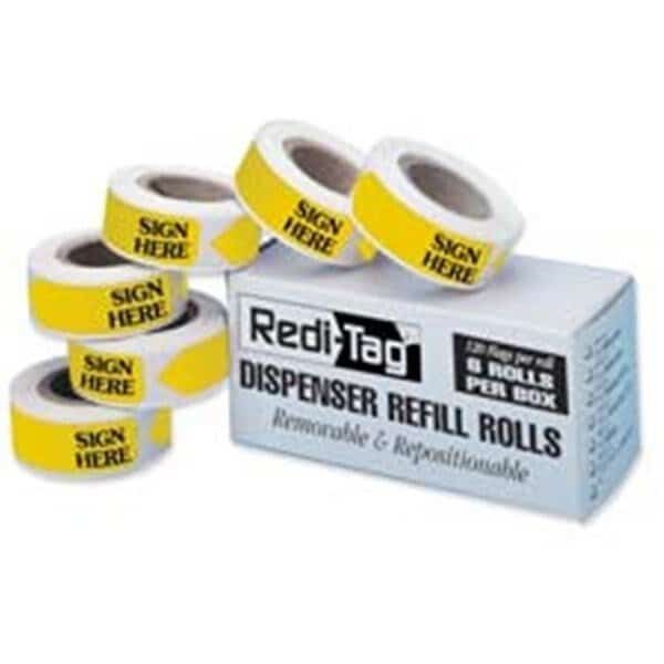 Redi-Tag Corporation RTG91002 Sign Here Tag Refill- .56in.x1-.88in.- Red, Redi-Tag, Mfr#: RTG91002