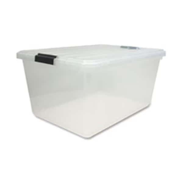 Storage Tote W/ Lid, 22.75 gal, 17-3/4 in L, 31-1/2 in W, 13 in H, Clear