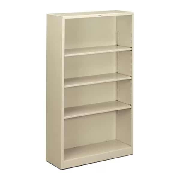 4 Shelf Metal Bookcase  34.5 in. W x 12.63 in. D x 59 in. H  Putty