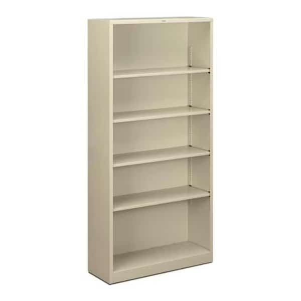 5 Shelf Metal Bookcase  34.5 in. W x 12.63 in. D x 71 in.  Putty